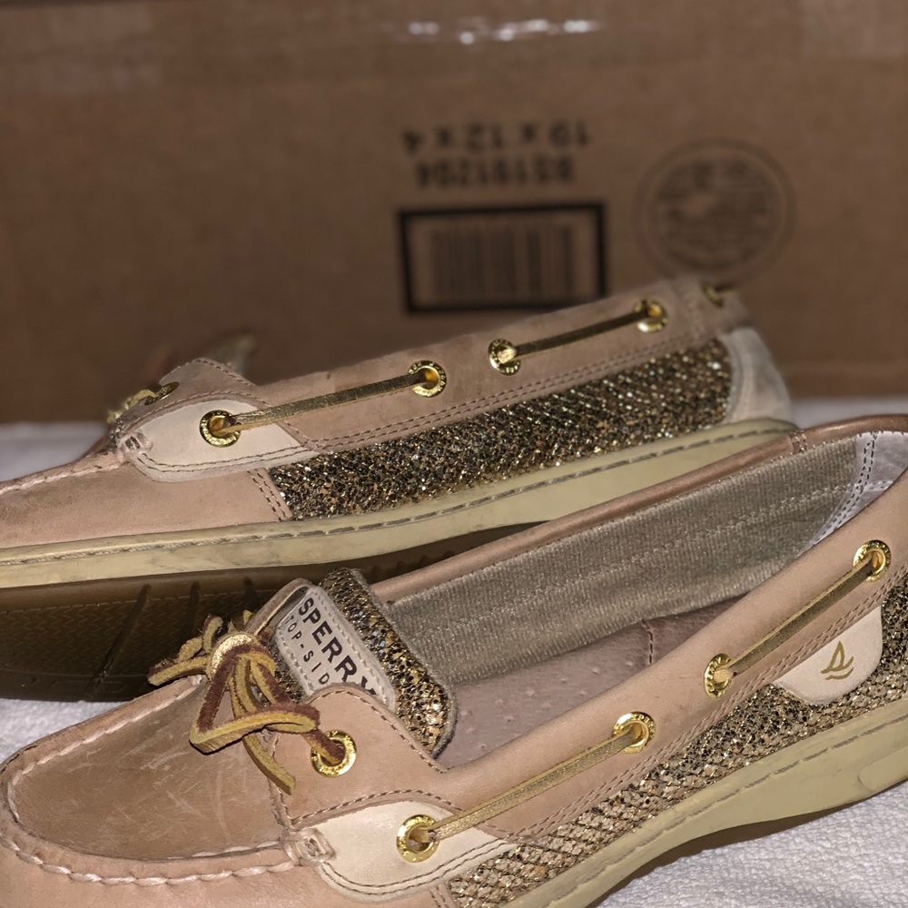 Sperry Top Sider Gold Trim Sz 7.5M